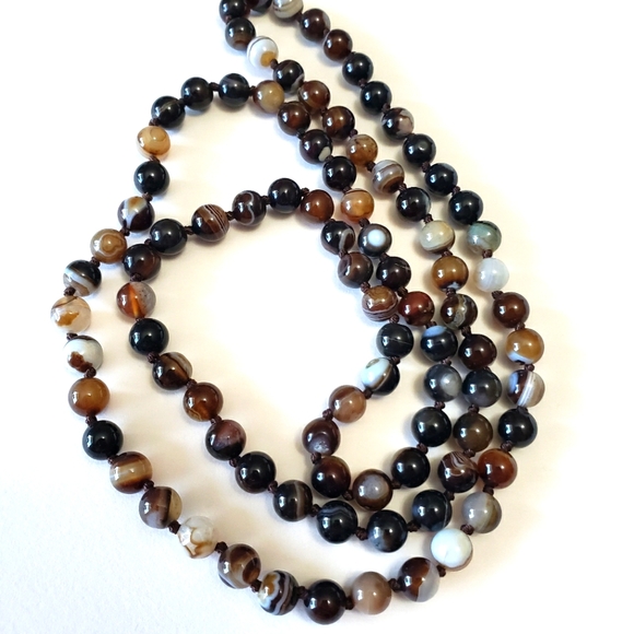 Jewelry - Gray smoky Agates beads Natural Stone Beads Necklace